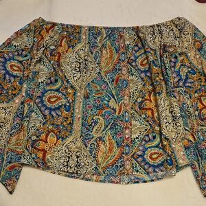 Unbranded Paisley Off-Shoulder Dramatic Sleeve Blouse Size XL